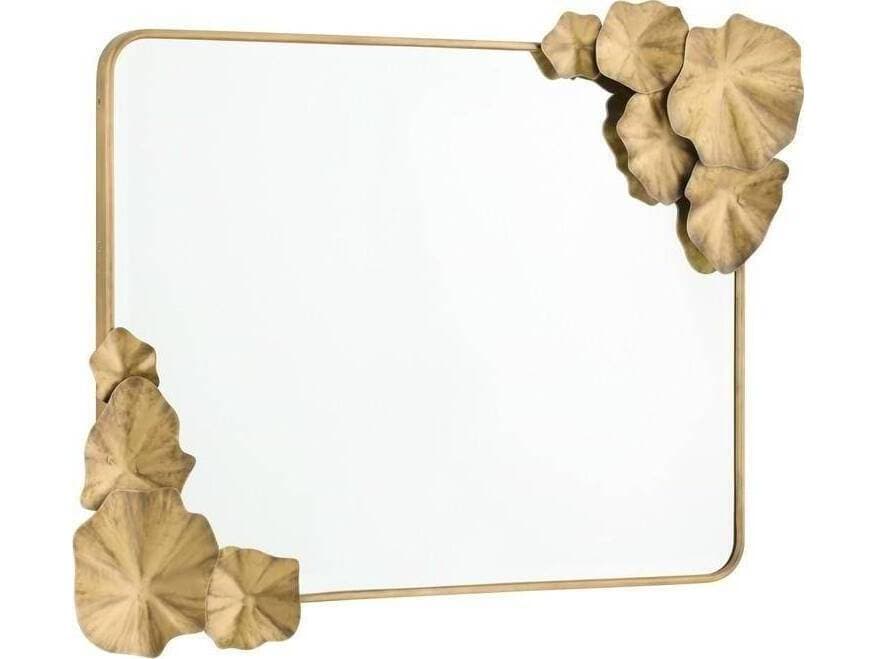 Arteriors Home Ismerie Antique Brass Plain Gold Rectangular Wall Mirror