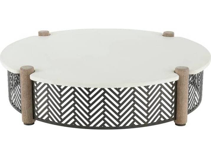 Arteriors Outdoor Emoto White Aged Bronze Concrete Round Coffee Table