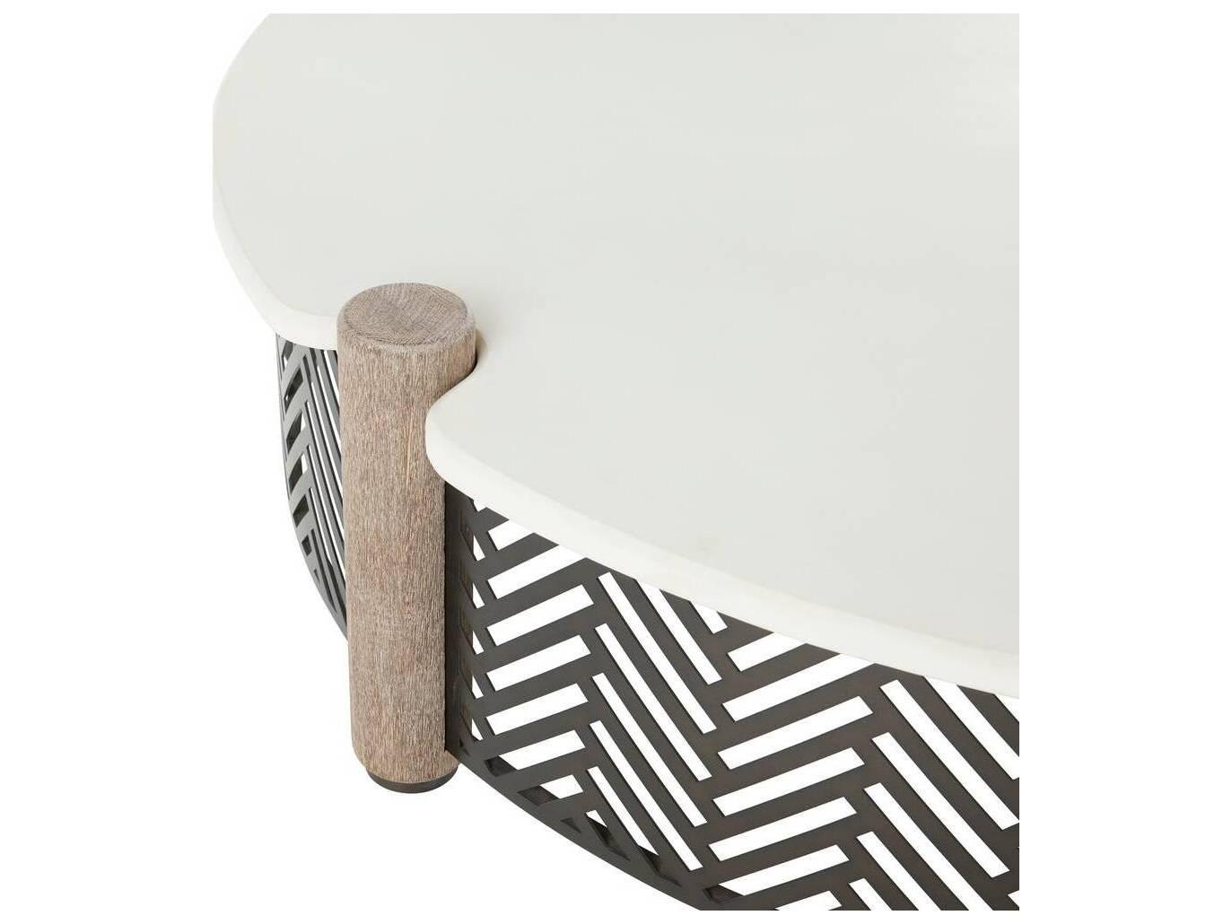 Arteriors Outdoor Emoto White Aged Bronze Concrete Round Coffee Table