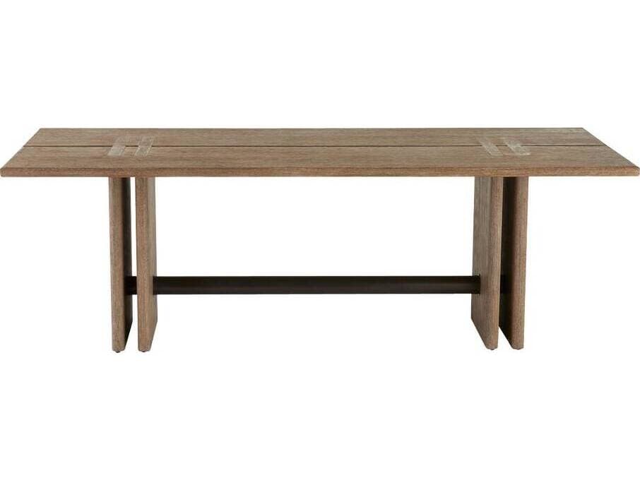 Arteriors Outdoor Dominic Willow Aged Bronze Teak Rectangular Dining Table
