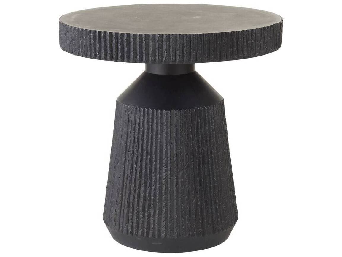 Arteriors Outdoor Boyden Black Concrete Round End Table
