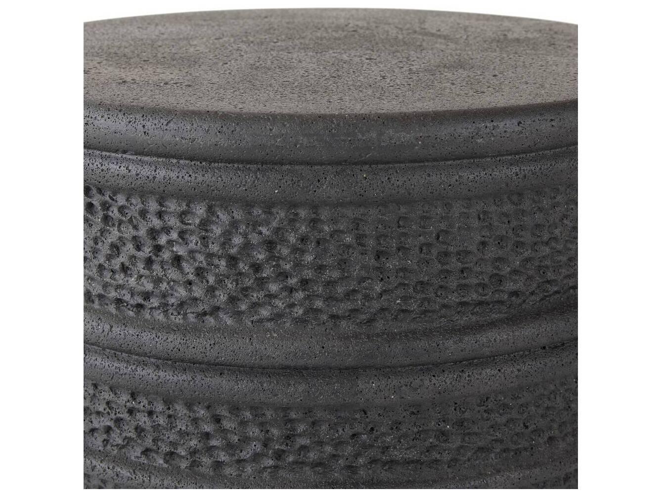 Arteriors Outdoor Dermot Black Concrete Round End Table