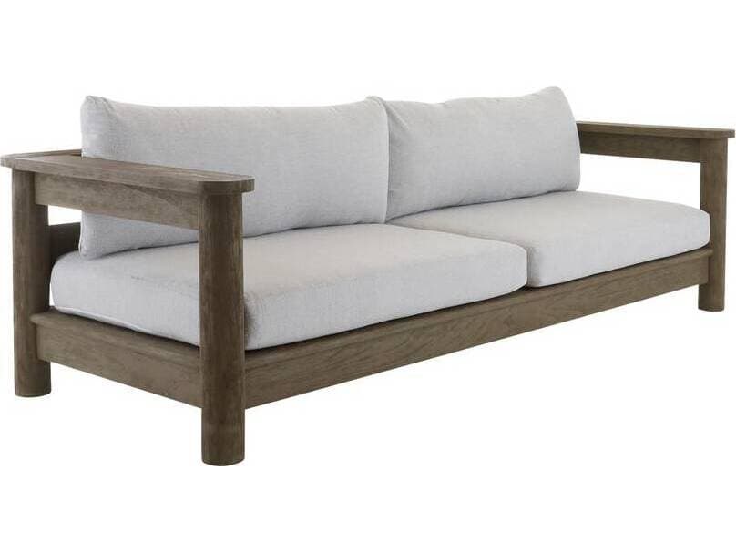 Arteriors Outdoor Caldwell Porpoise Weathered Teak Cushion Sofa