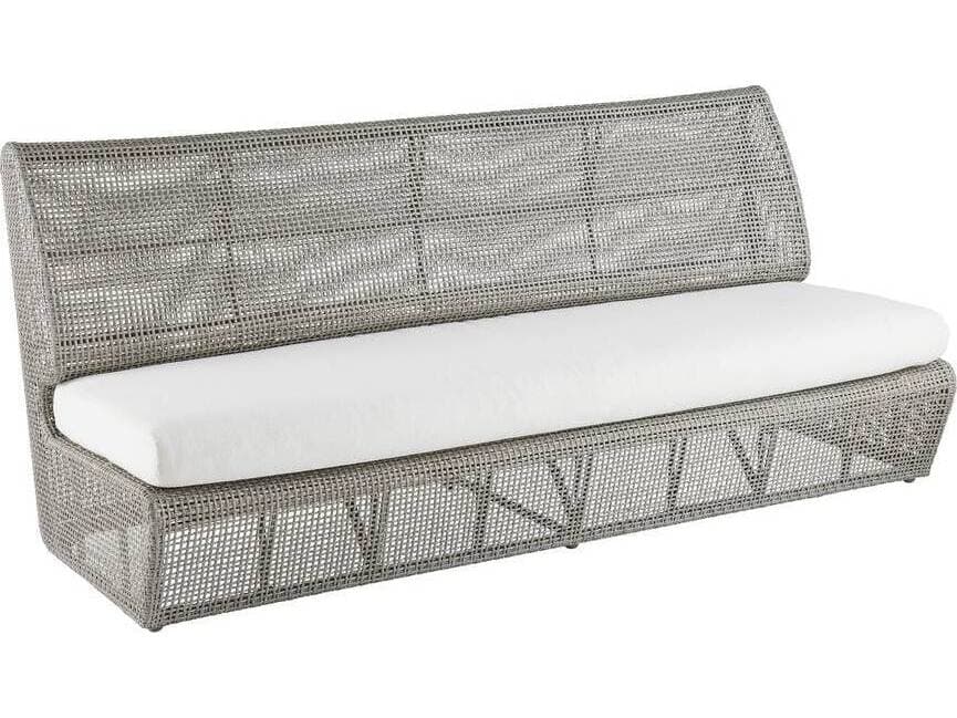 Arteriors Outdoor Dupont Pearl Weathered Gray Wicker Cushion Sofa