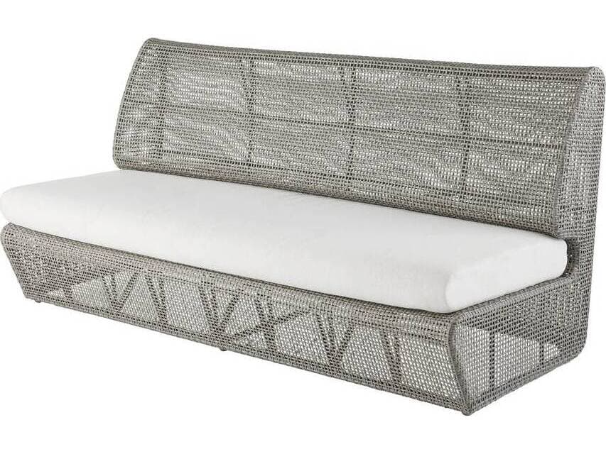 Arteriors Outdoor Dupont Pearl Weathered Gray Wicker Cushion Sofa