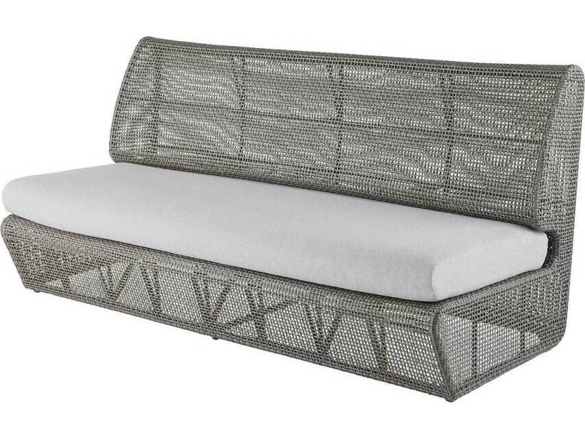 Arteriors Outdoor Dupont Porpoise Weathered Gray Wicker Cushion Sofa