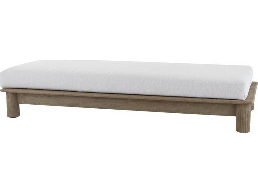 Arteriors Outdoor Caldwell Porpoise Weathered Teak Cushion Ottoman