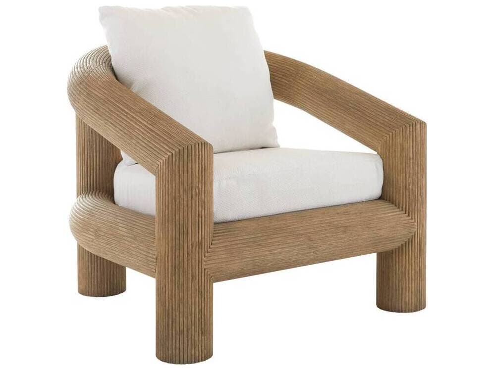 Arteriors Outdoor Easley Beluga Honey Teak Cushion Lounge Chair