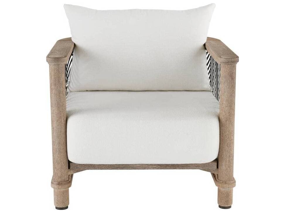 Arteriors Outdoor Emoto Pearl Aged Bronze Teak Cushion Lounge Chair
