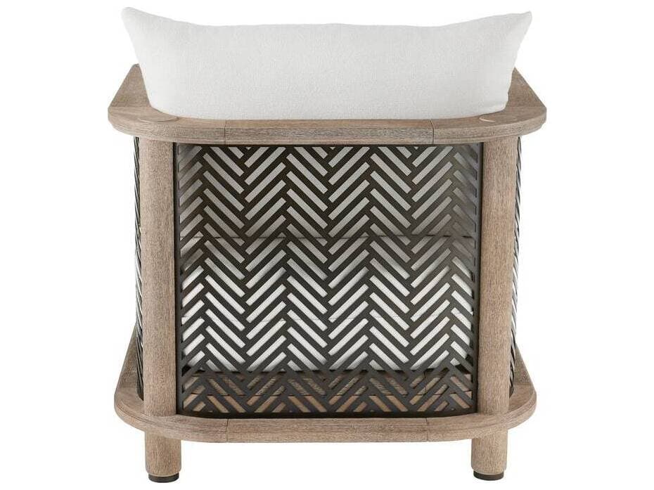 Arteriors Outdoor Emoto Pearl Aged Bronze Teak Cushion Lounge Chair