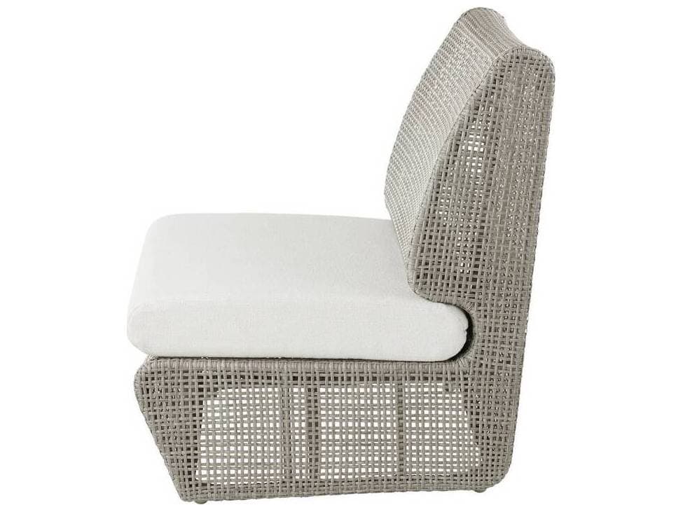 Arteriors Outdoor Dupont Pearl Weathered Gray Wicker Cushion Lounge Chair