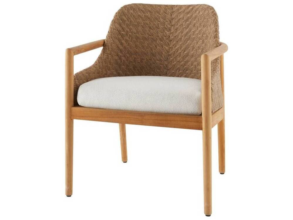 Arteriors Outdoor Chilton Pearl Dark Blonde Teak Cushion Dining Chair