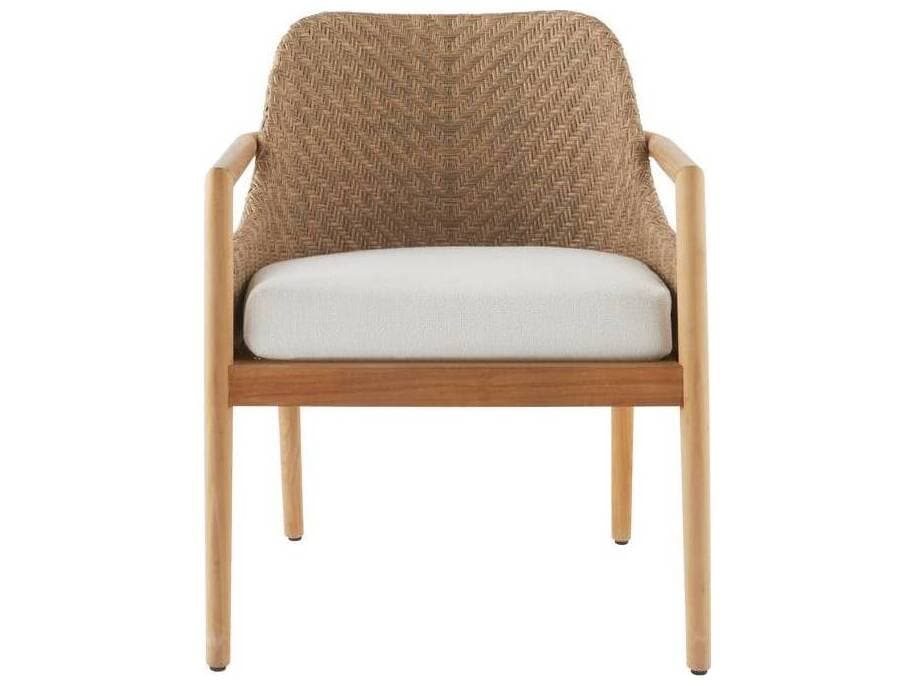 Arteriors Outdoor Chilton Pearl Dark Blonde Teak Cushion Dining Chair