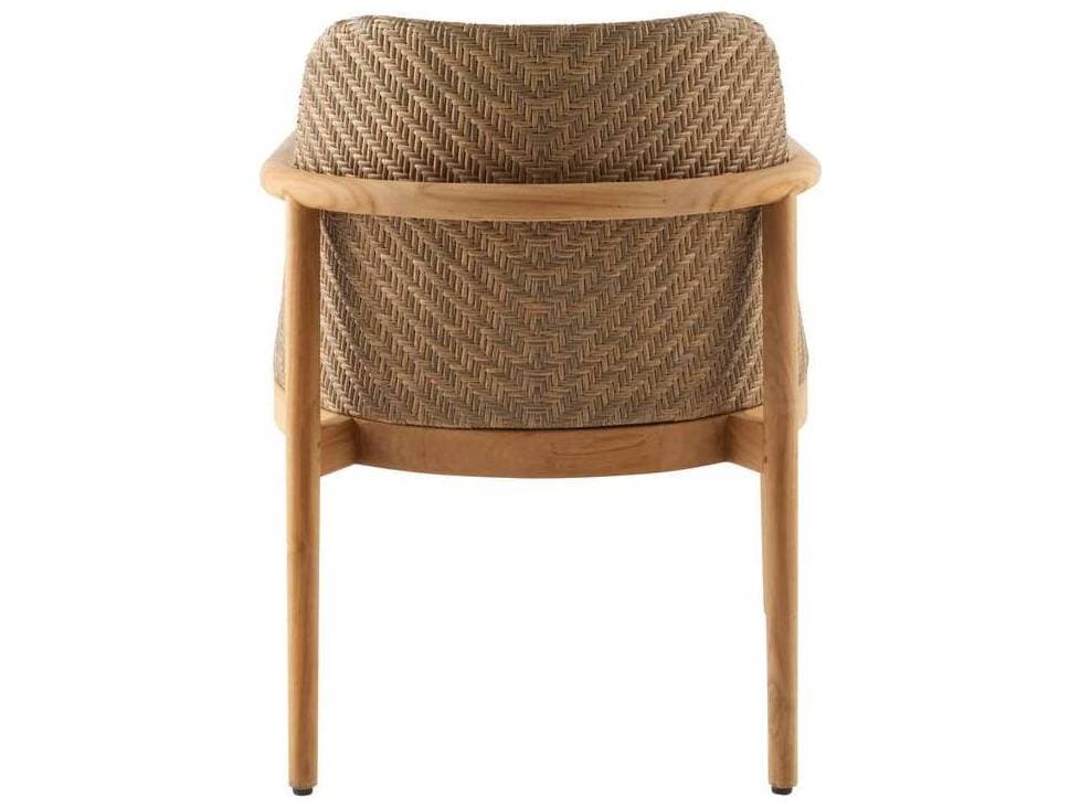 Arteriors Outdoor Chilton Pearl Dark Blonde Teak Cushion Dining Chair