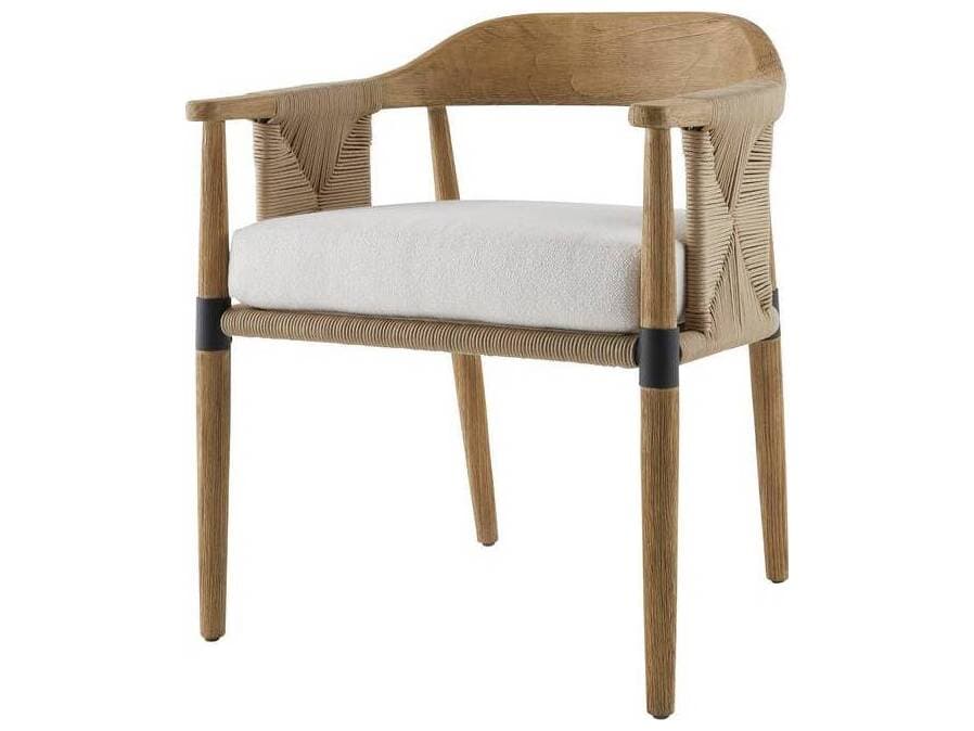 Arteriors Outdoor Estes Pearl Willow Teak Cushion Dining Chair