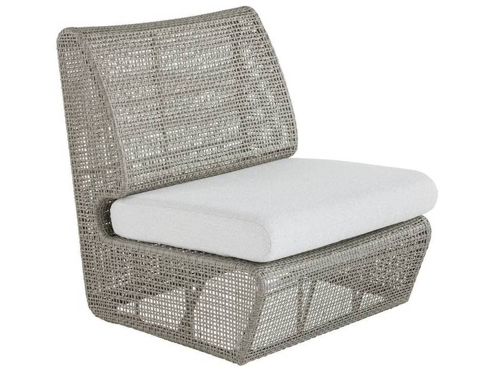Arteriors Outdoor Dupont Porpoise Weathered Gray Wicker Cushion Lounge Chair