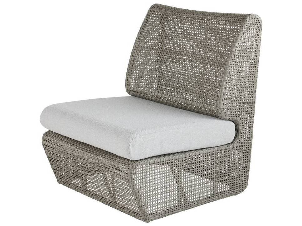 Arteriors Outdoor Dupont Porpoise Weathered Gray Wicker Cushion Lounge Chair