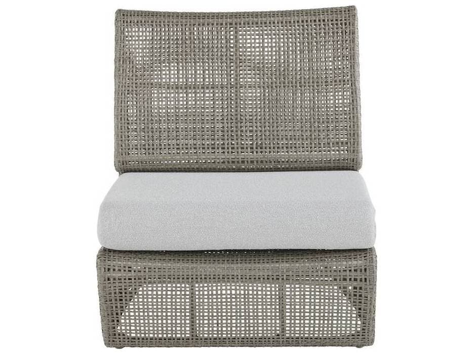 Arteriors Outdoor Dupont Porpoise Weathered Gray Wicker Cushion Lounge Chair