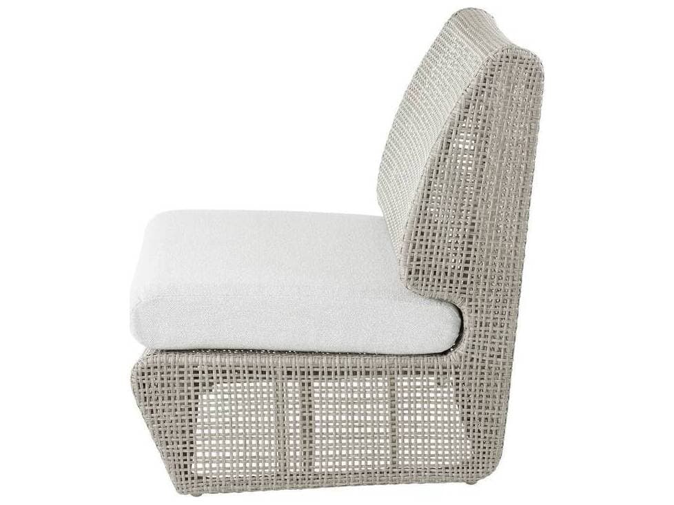 Arteriors Outdoor Dupont Porpoise Weathered Gray Wicker Cushion Lounge Chair