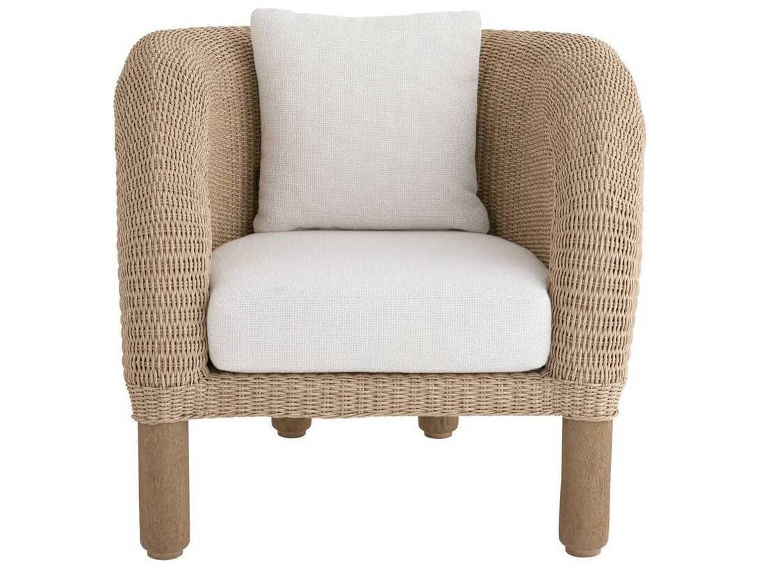 Arteriors Outdoor Fielder Pearl Dune Wicker Cushion Lounge Chair