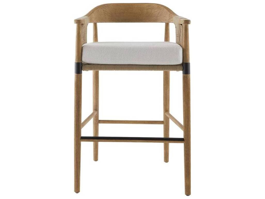 Arteriors Outdoor Estes Pearl Willow Teak Cushion Bar Stool
