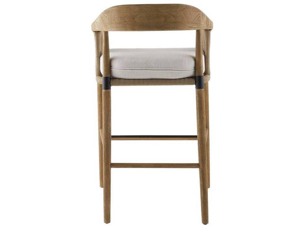 Arteriors Outdoor Estes Pearl Willow Teak Cushion Bar Stool