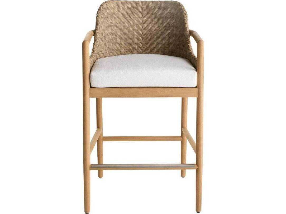 Arteriors Outdoor Pearl Wood Cushion Bar Stool
