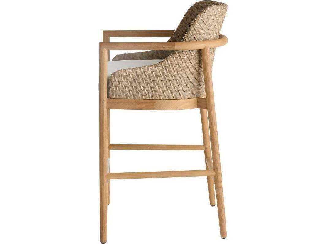 Arteriors Outdoor Pearl Wood Cushion Bar Stool