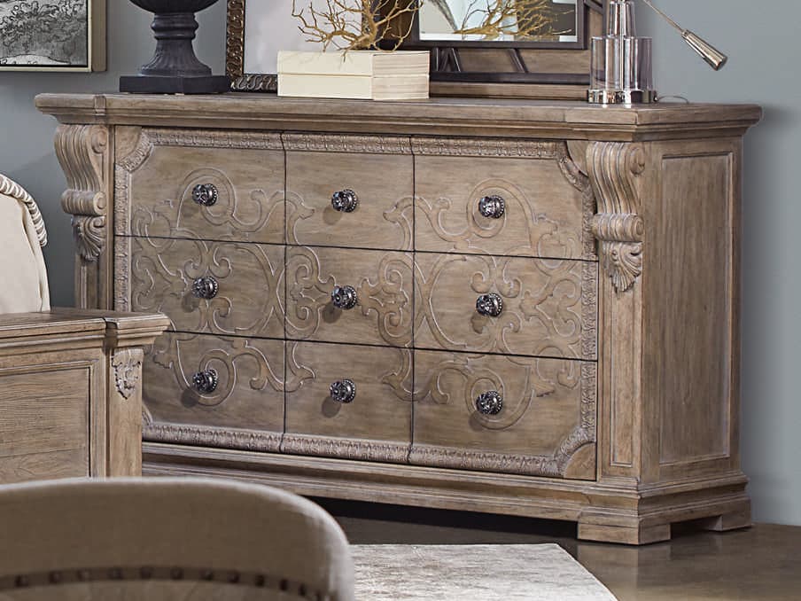 A.R.T. Furniture Arch Salvage Wren 9-Drawers Brown Elm Wood Dresser