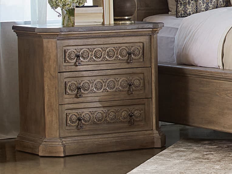 A.R.T. Furniture Arch Salvage Gabriel 3-Drawers Brown Elm Wood Chest Nightstand