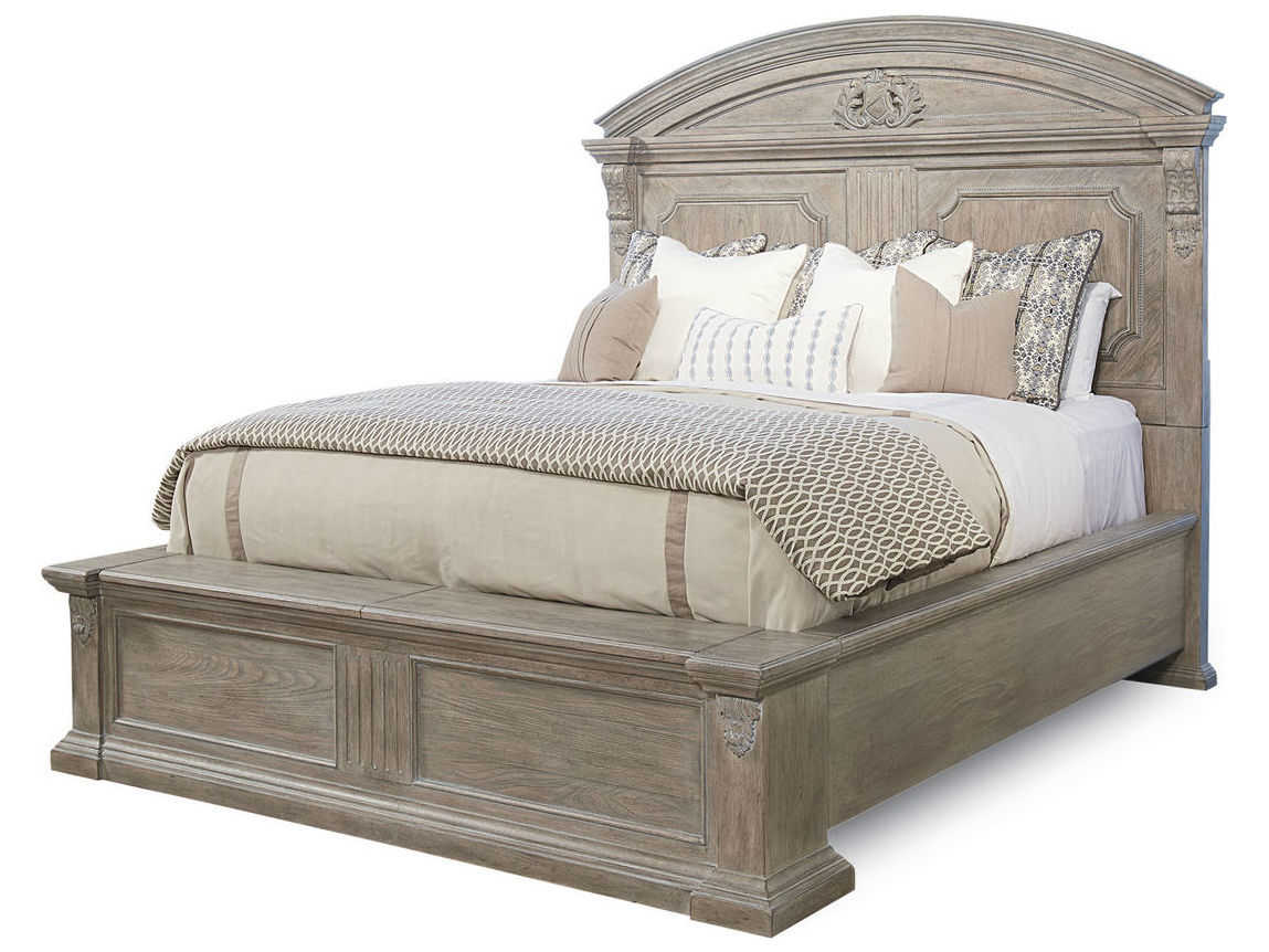 A.R.T. Furniture Arch Salvage Parch Brown Elm Wood Queen Panel Bed