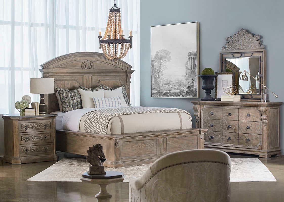 A.R.T. Furniture Arch Salvage Parch Brown Elm Wood Queen Panel Bed