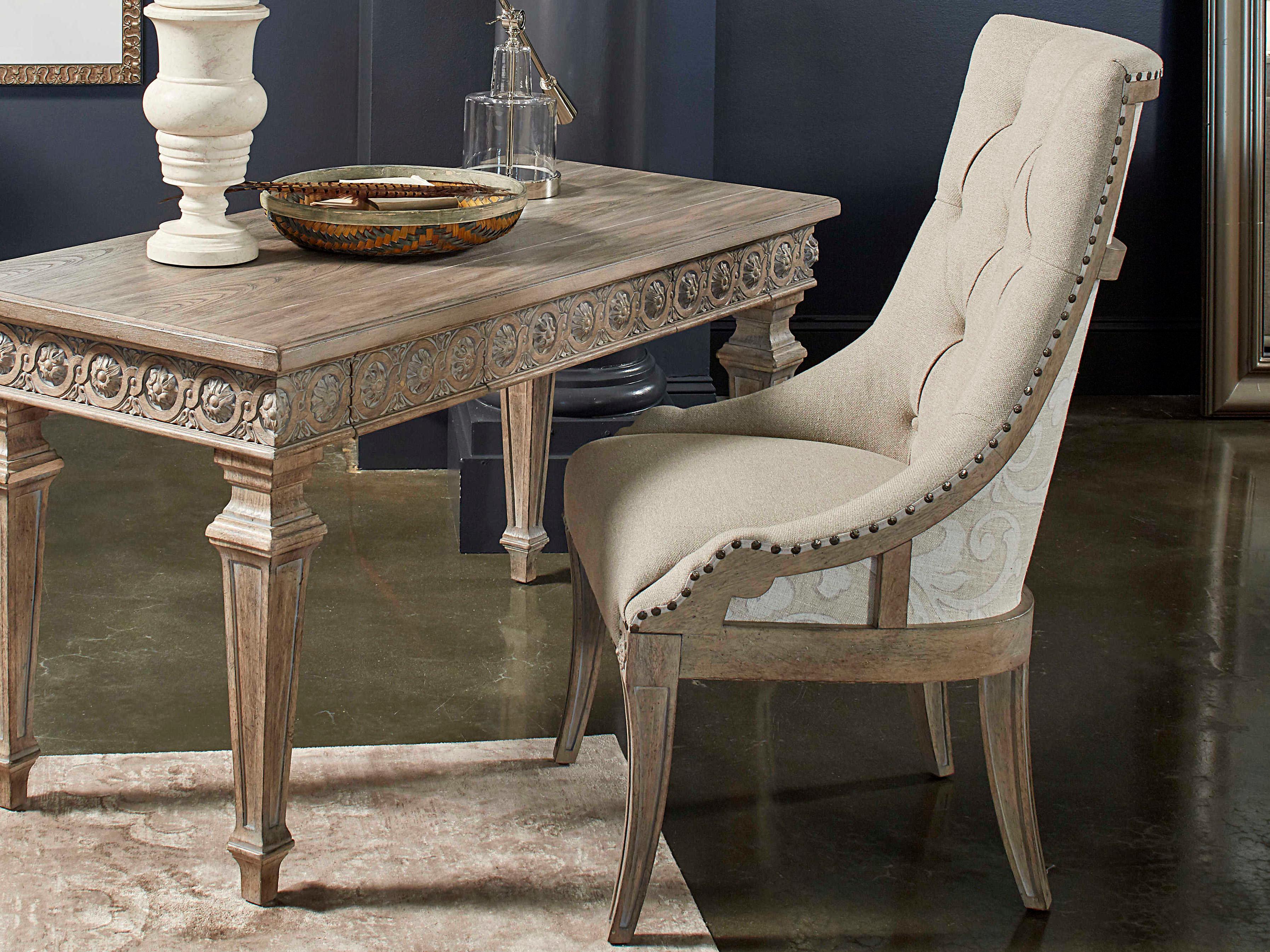 A.R.T. Furniture Arch Salvage Reeves Parrawood Beige Upholstered Side Dining Chair