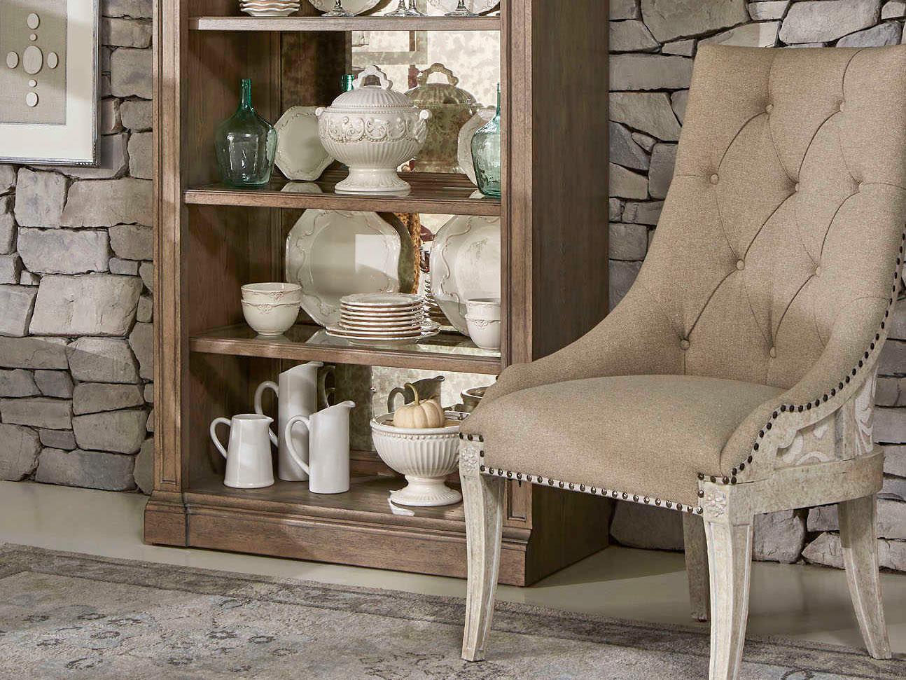 A.R.T. Furniture Arch Salvage Reeves Parrawood Beige Upholstered Side Dining Chair