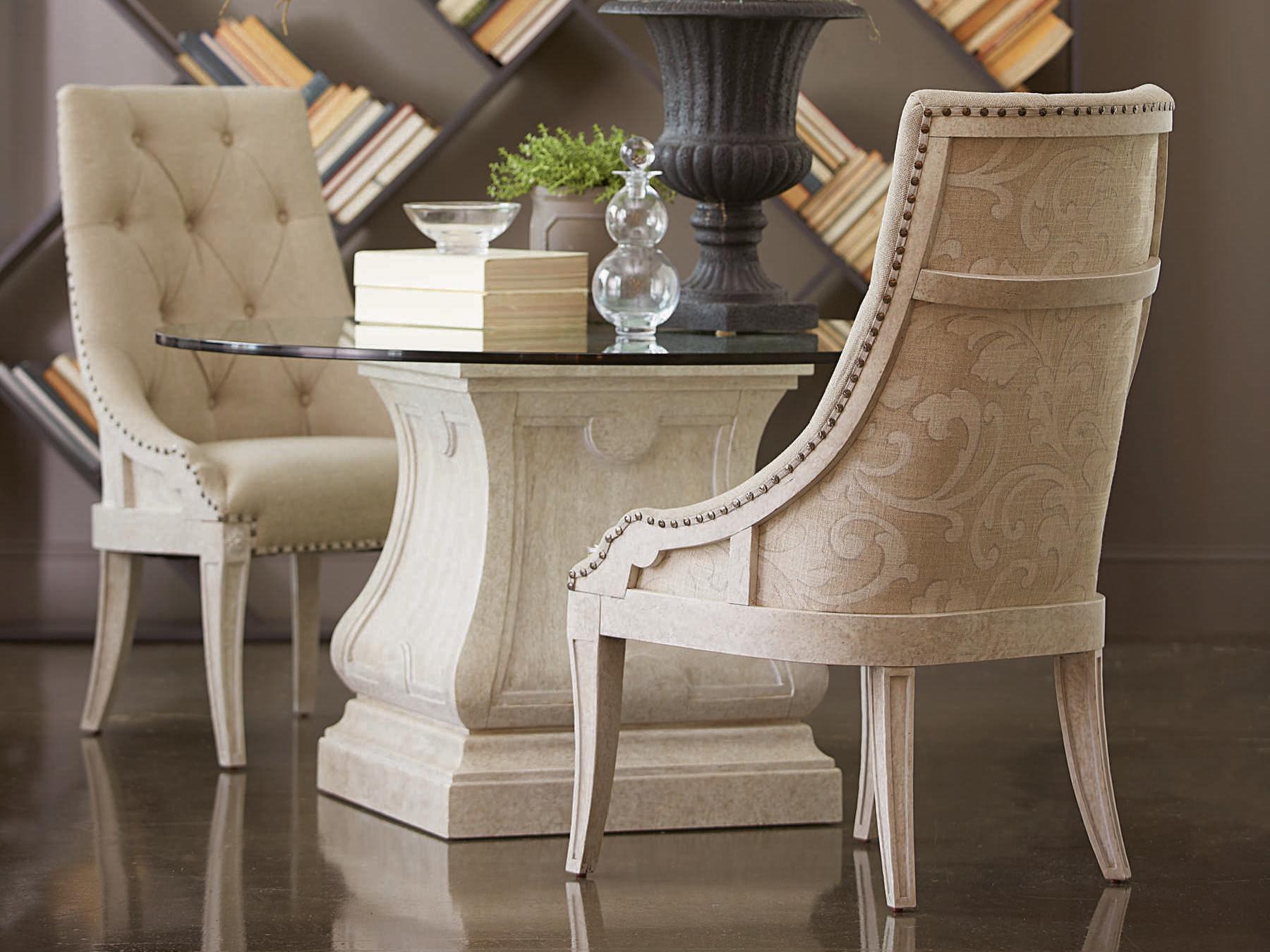 A.R.T. Furniture Arch Salvage Reeves Parrawood Beige Upholstered Side Dining Chair