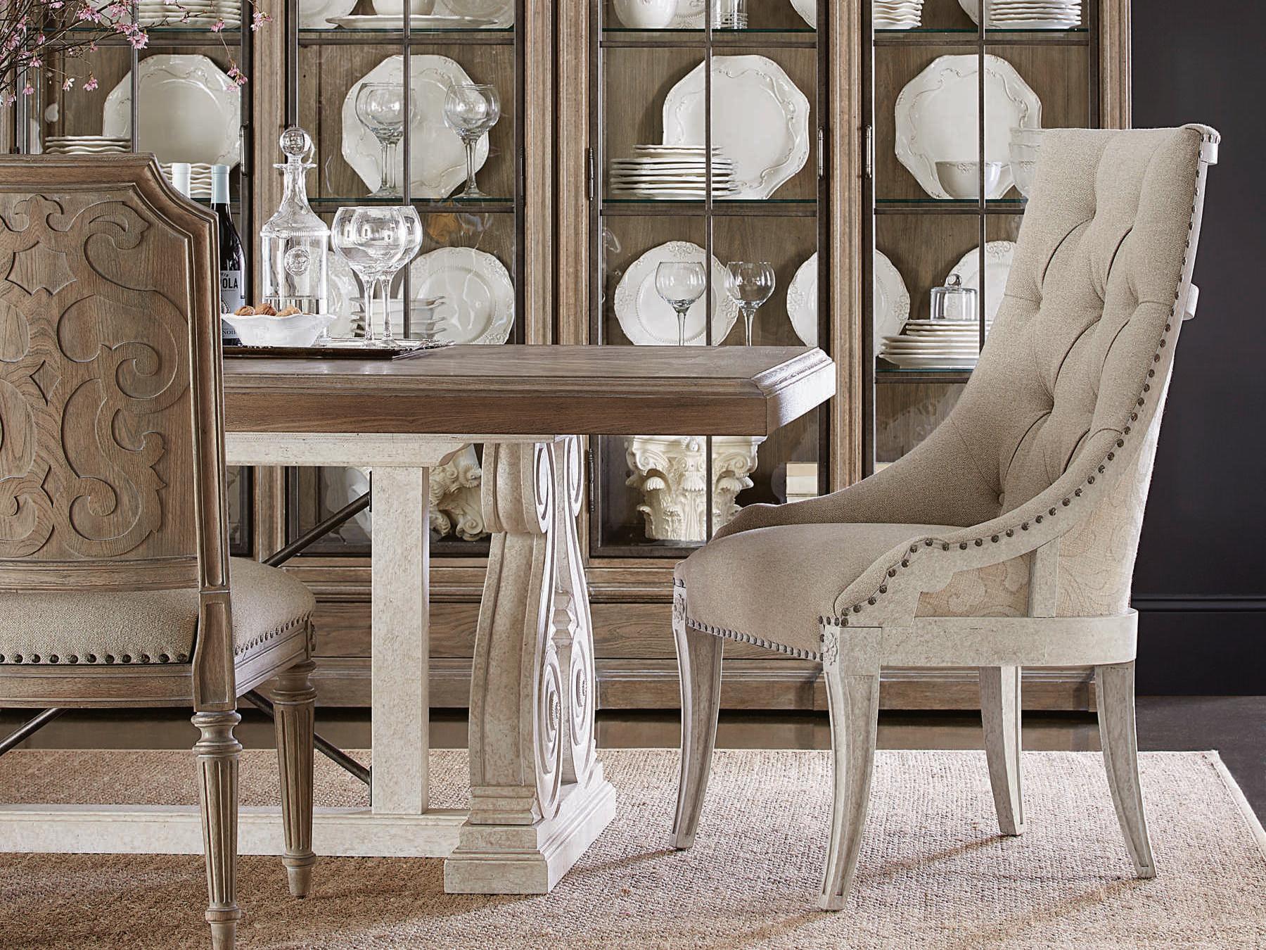 A.R.T. Furniture Arch Salvage Mills Parrawood Brown Upholstered Side Dining Chair Set of 2