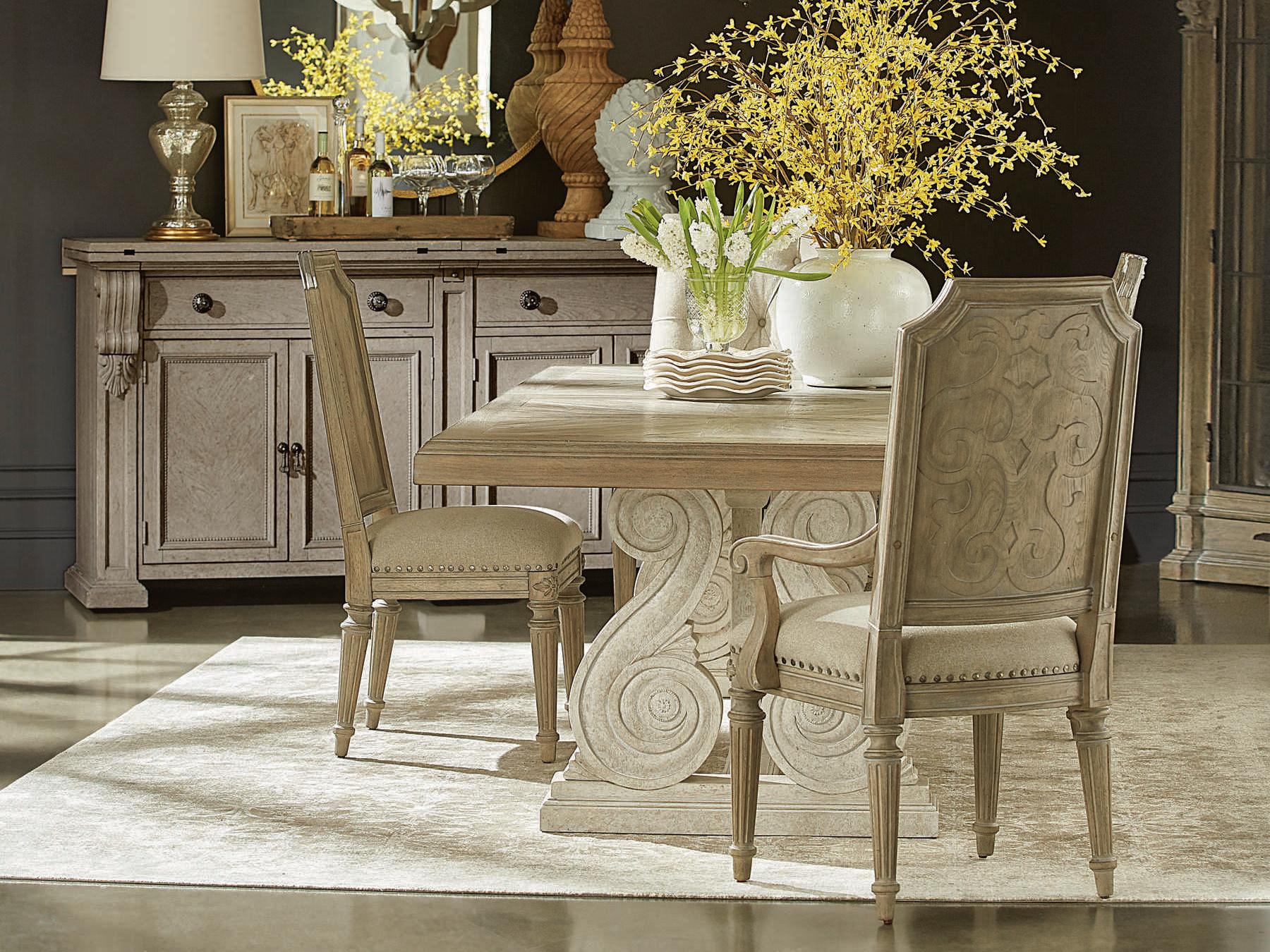 A.R.T. Furniture Arch Salvage Mills Parrawood Beige Upholstered Side Dining Chair Set of 2