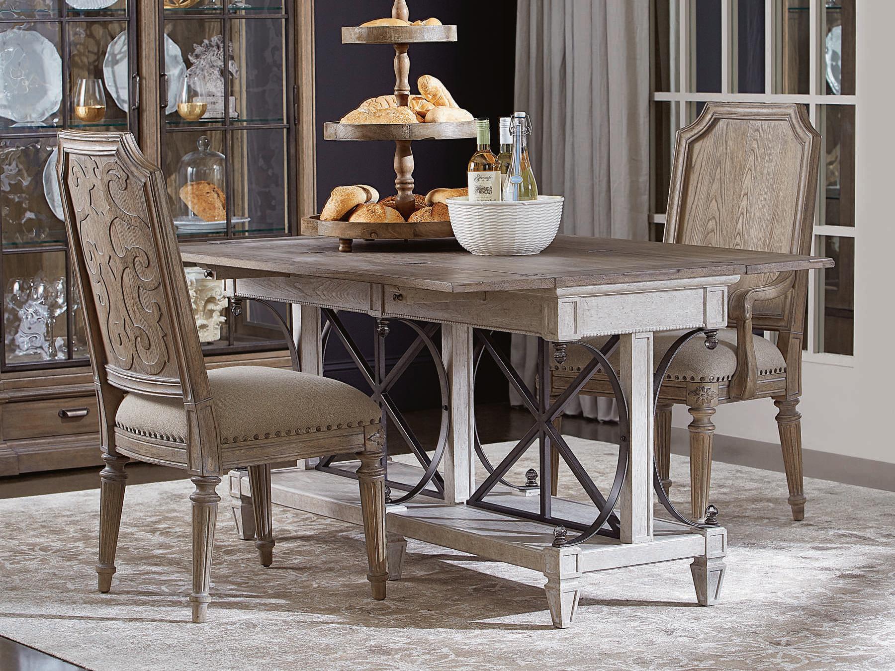 A.R.T. Furniture Arch Salvage Mills Parrawood Beige Upholstered Side Dining Chair Set of 2