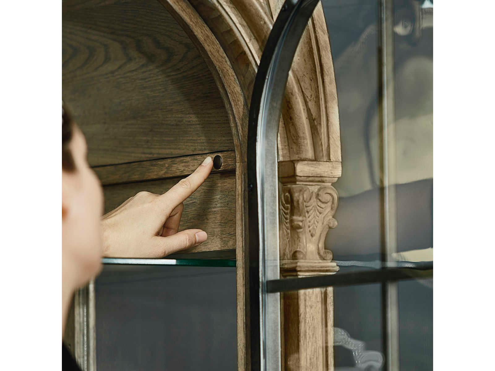 A.R.T. Furniture Arch Salvage Gwynn Elm Wood Parch Curio Display Cabinet