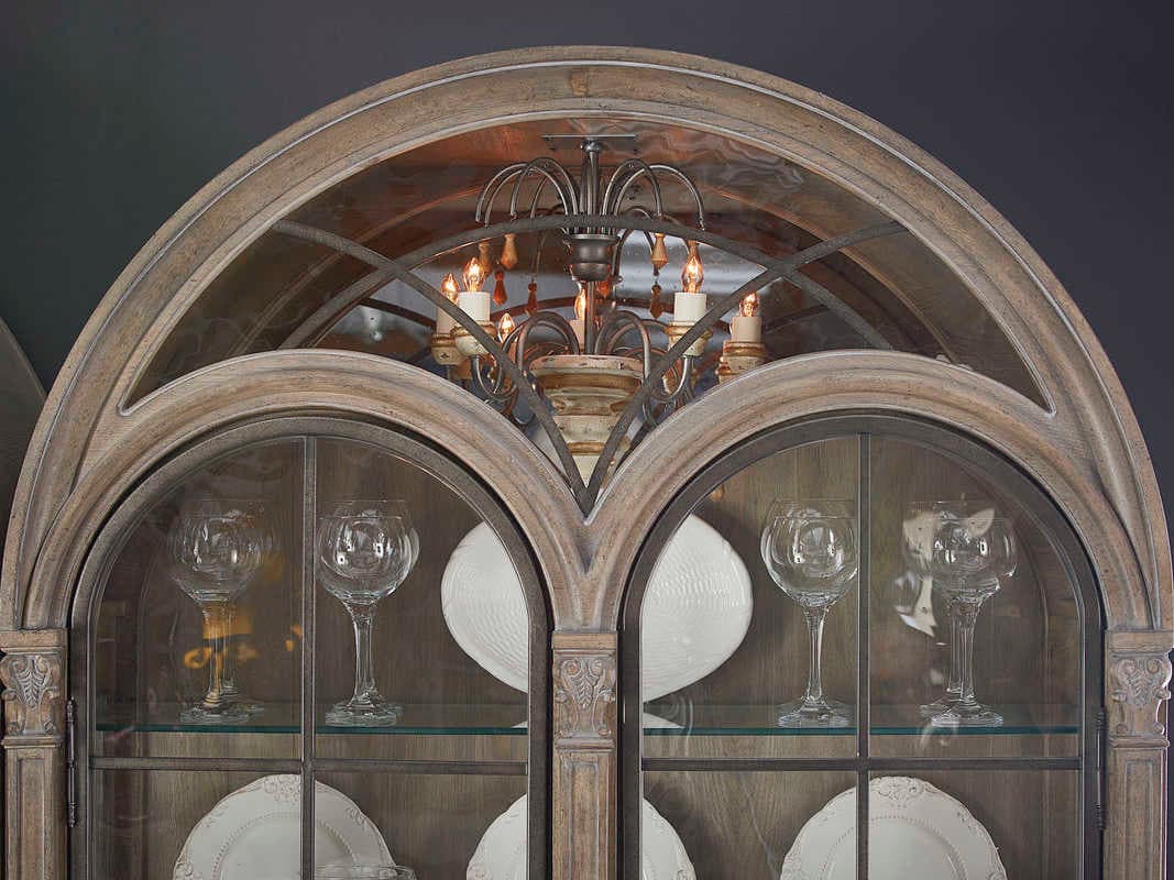 A.R.T. Furniture Arch Salvage Gwynn Elm Wood Parch Curio Display Cabinet