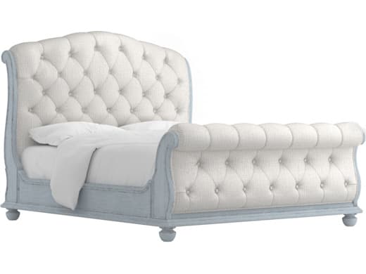 A.R.T. Furniture Summer Creek White Shutter Blue Parrawood Upholstered Queen Sleigh Bed