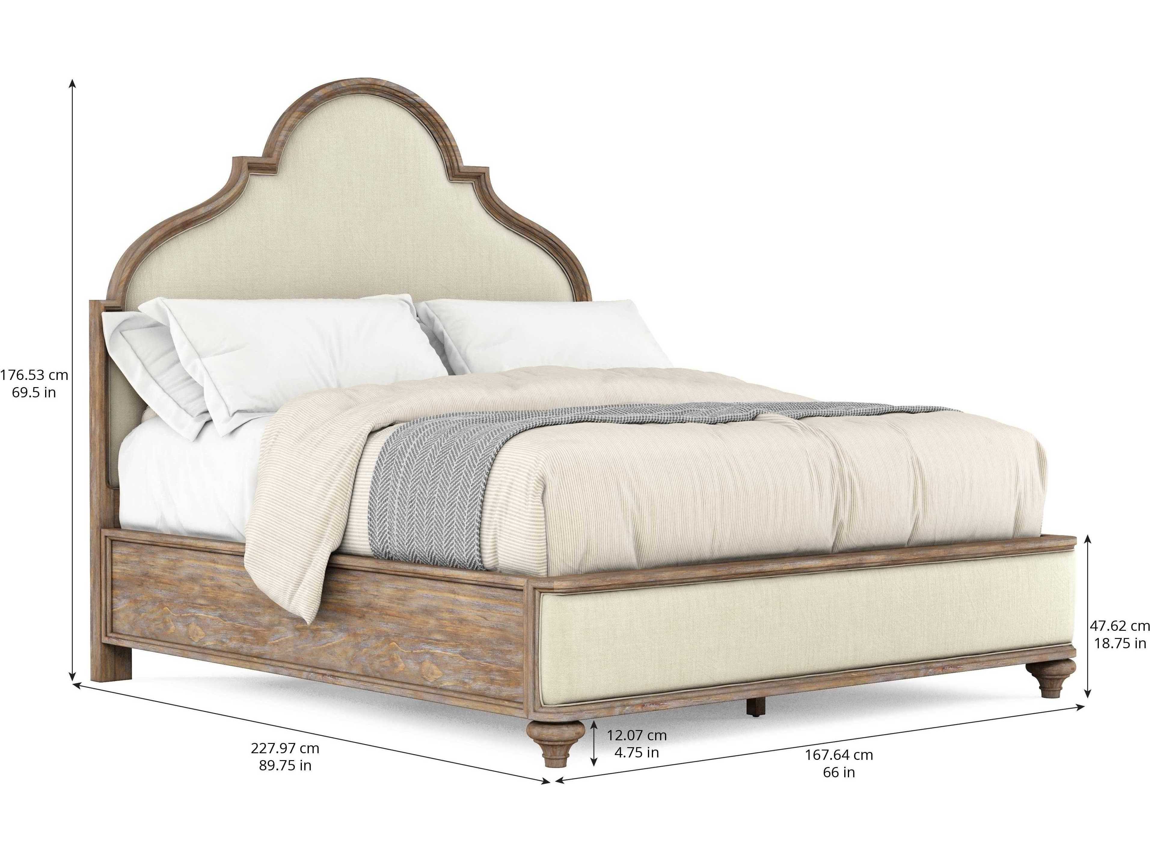 A.R.T. Furniture Architrave Beige Pine Wood Upholstered Queen Panel Bed