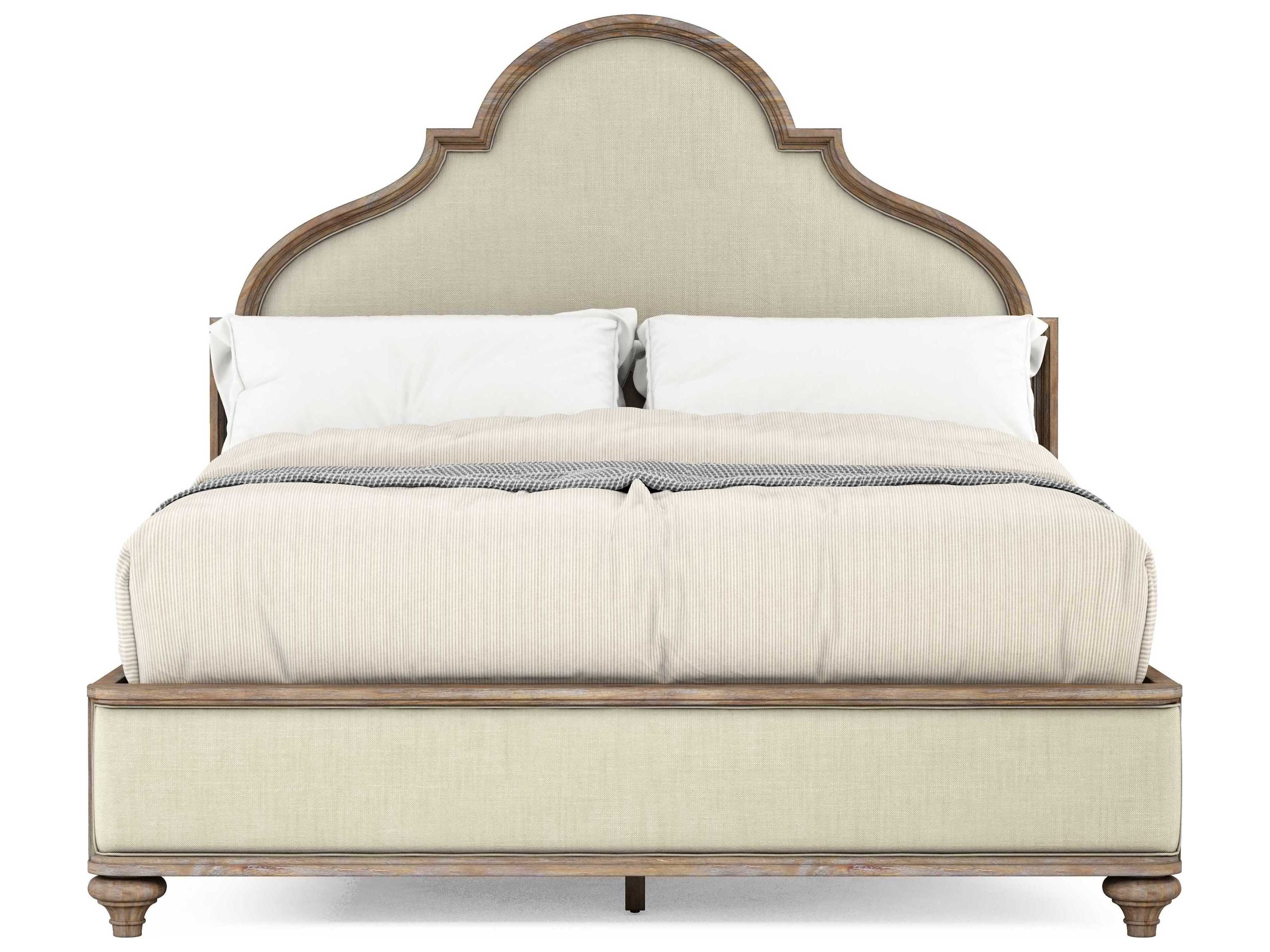 A.R.T. Furniture Architrave Beige Pine Wood Upholstered King Panel Bed