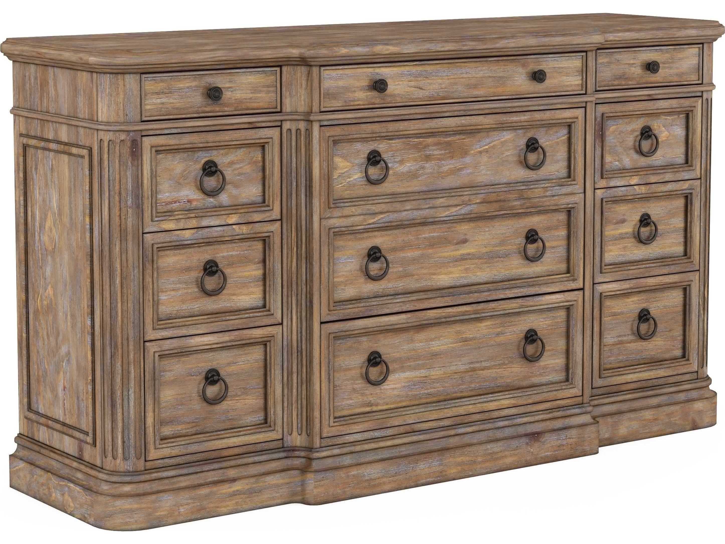 A.R.T. Furniture Architrave 12-Drawers Brown Pine Wood Triple Dresser
