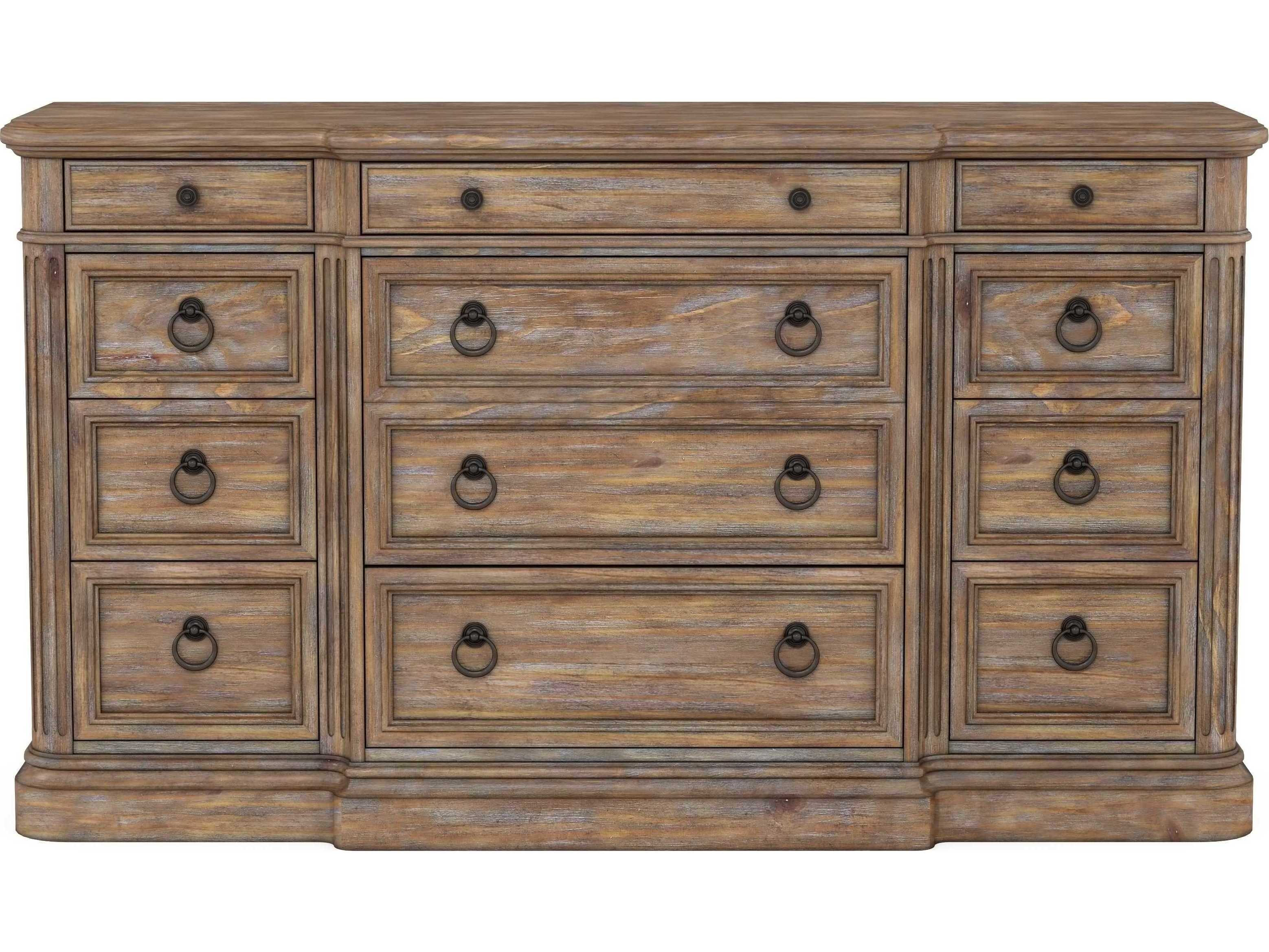 A.R.T. Furniture Architrave 12-Drawers Brown Pine Wood Triple Dresser