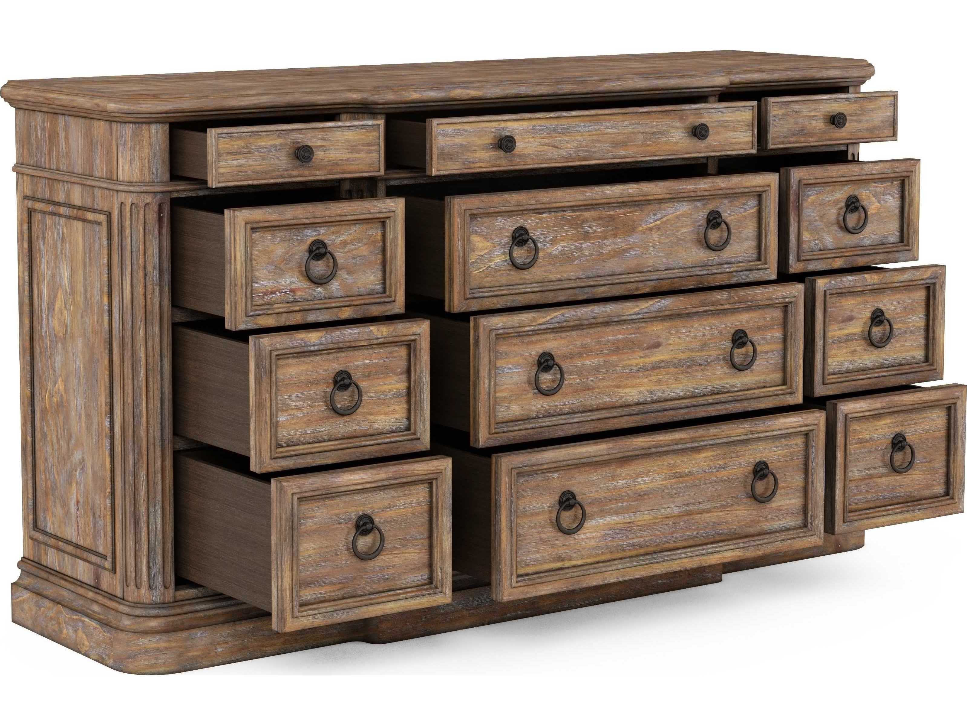 A.R.T. Furniture Architrave 12-Drawers Brown Pine Wood Triple Dresser