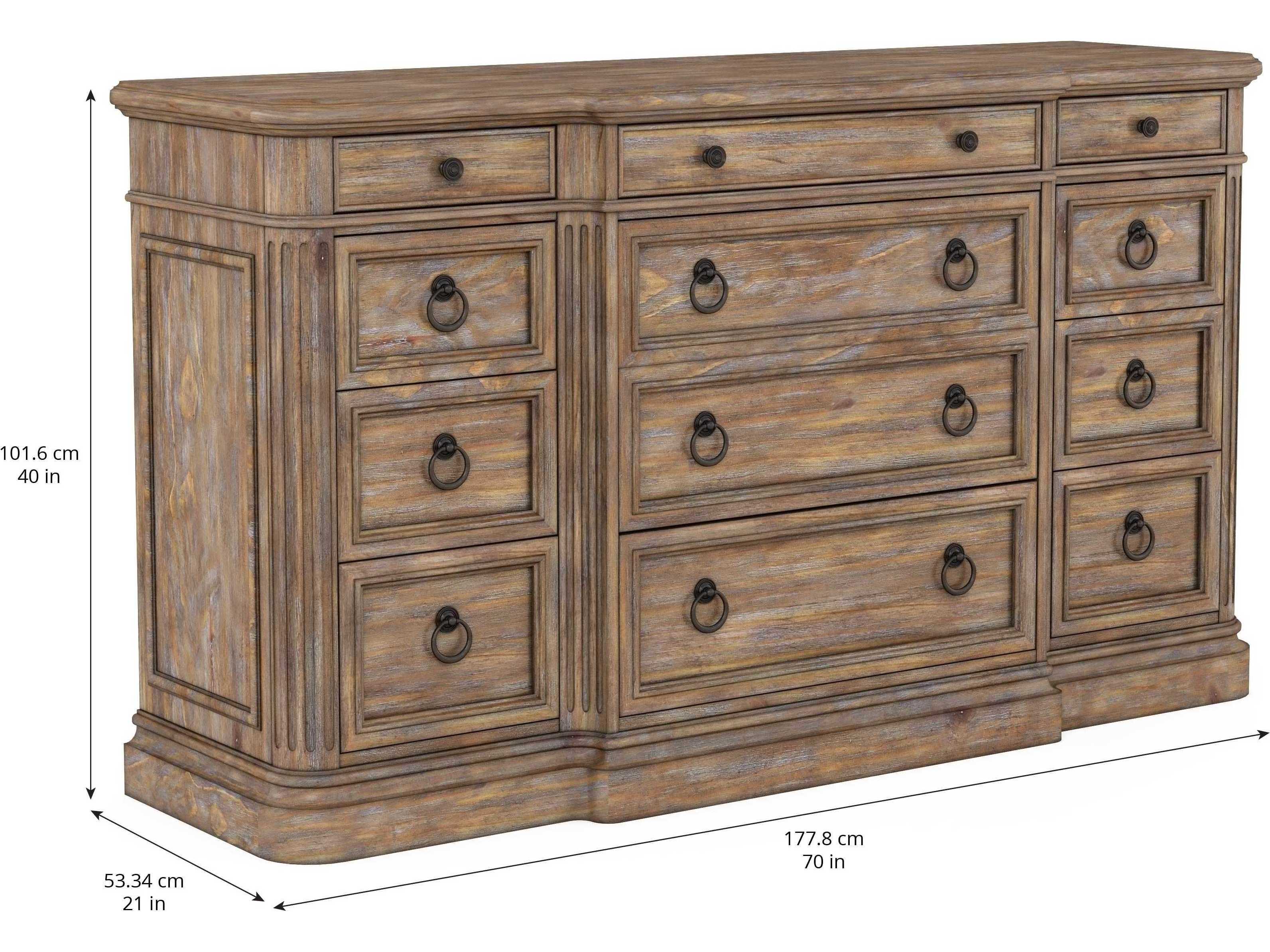 A.R.T. Furniture Architrave 12-Drawers Brown Pine Wood Triple Dresser