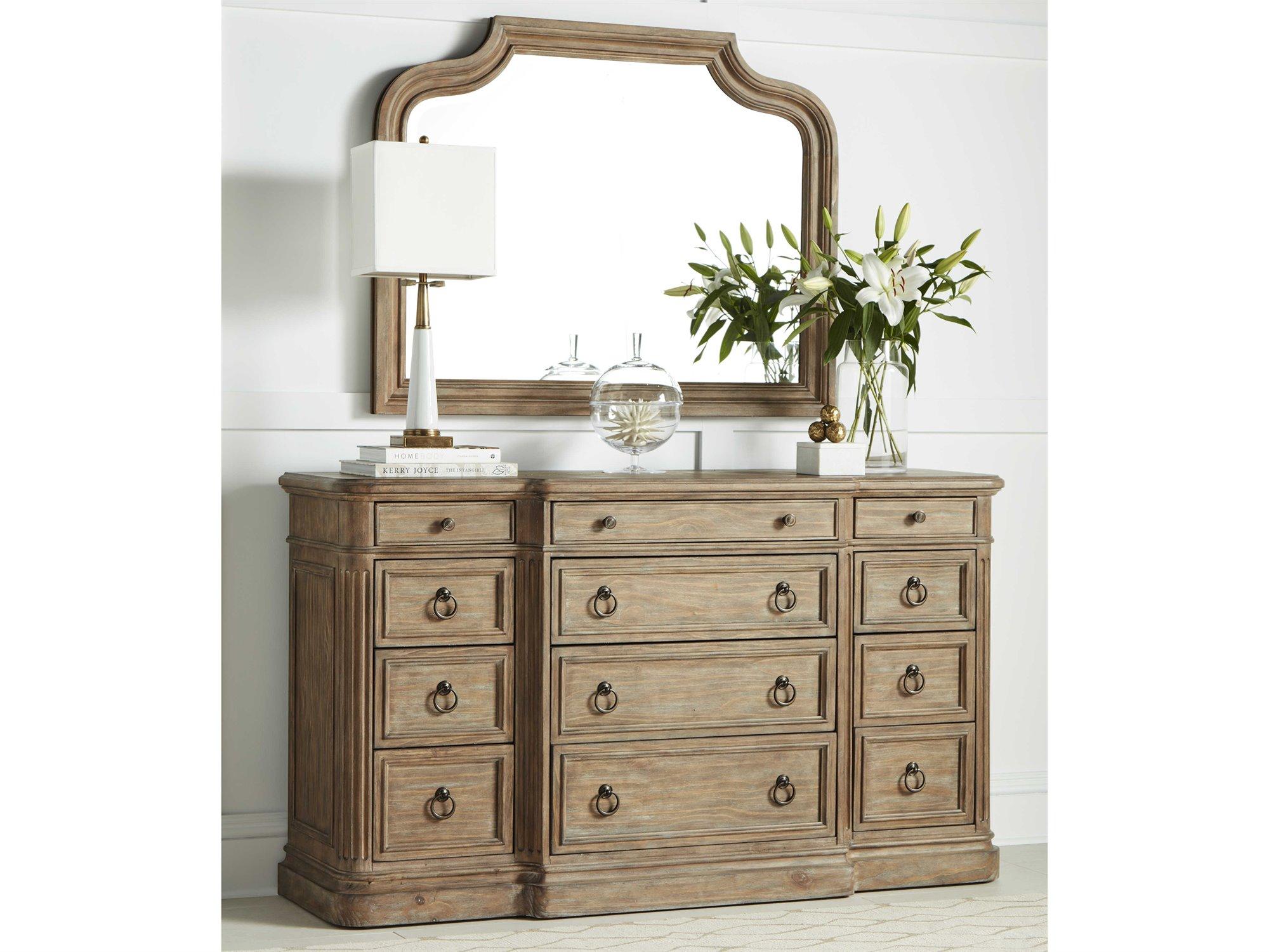 A.R.T. Furniture Architrave 12-Drawers Brown Triple Dresser with Wall Mirror