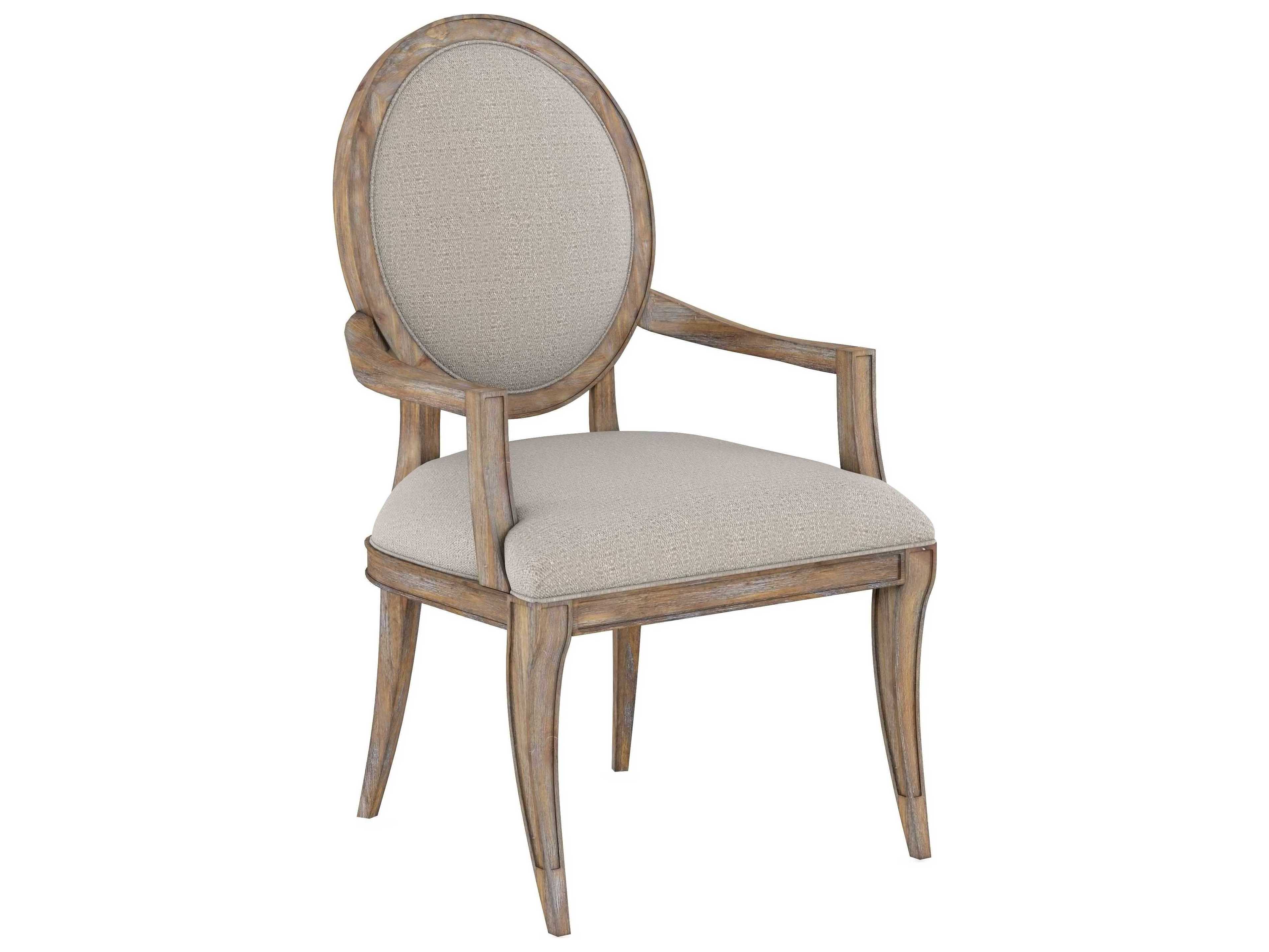 A.R.T. Furniture Architrave Rubberwood Beige Upholstered Arm Dining Chair