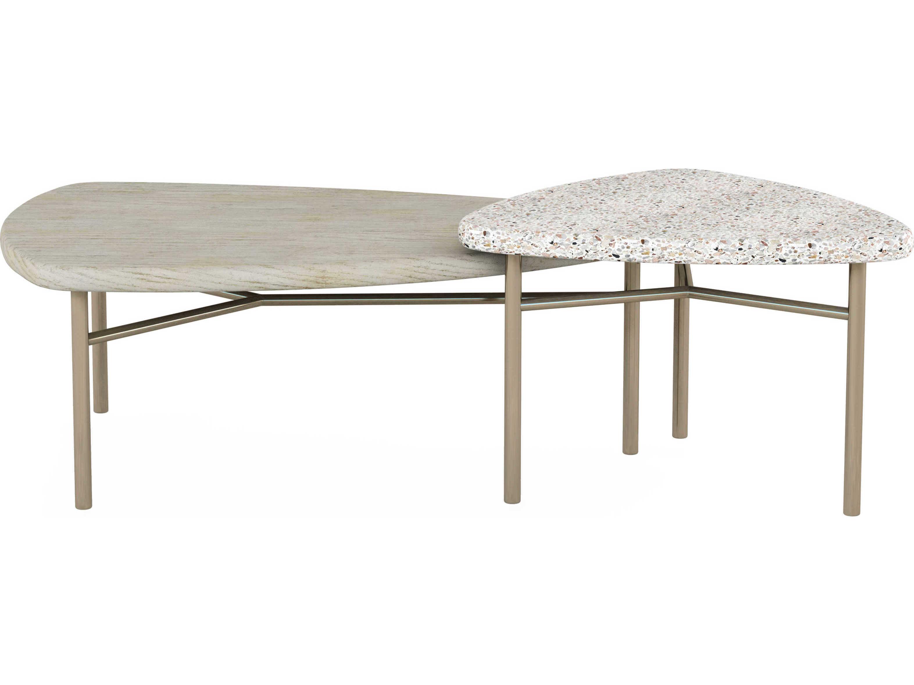 A.R.T. Furniture Cotiere Bunching Wood Terrazzo Linen Bronze Cocktail Table